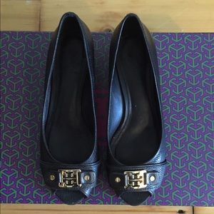 Tory Burch Peep Toe Wedges